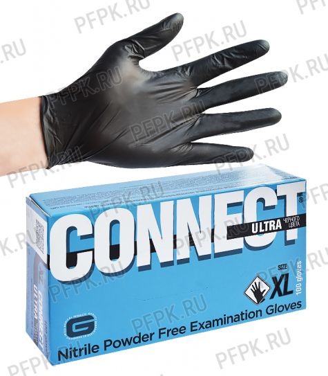 Перчатки нитриловые черные ЧЗ CONNECT (уп. 100шт./50пар) XL (ULTRA) [1/10]