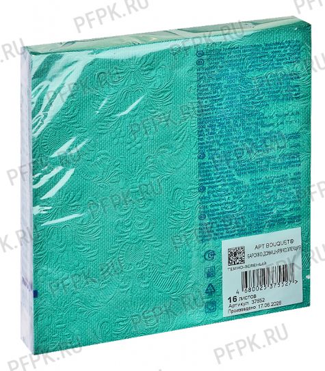 Салфетки бум. BOUQUET ДОМАШНЯЯ КОЛЛЕКЦИЯ 33х33, 3-сл.,с рис. (16 листов) Барокко Темно-зеленый [12/12]