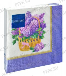 Салфетки бум. BOUQUET ТЕКСТИЛЬНЫЙ СТИЛЬ 33х33, 3-сл.,с рис. (20 листов) Корзина с сиренью [12/12]