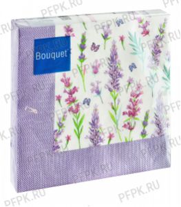 Салфетки бум. BOUQUET ТЕКСТИЛЬНЫЙ СТИЛЬ 33х33, 3-сл.,с рис. (20 листов) Скатерть с лавандой [12/12]