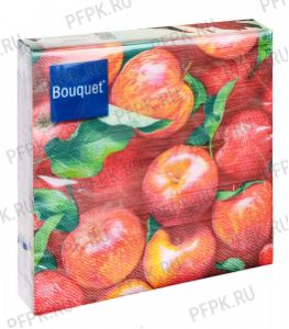 Салфетки бум. BOUQUET ТЕКСТИЛЬНЫЙ СТИЛЬ 33х33, 3-сл.,с рис. (20 листов) Яблоки [12/12]
