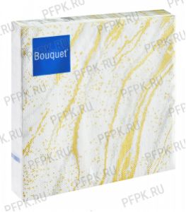 Салфетки бум. BOUQUET ТЕКСТИЛЬНЫЙ СТИЛЬ 33х33, 3-сл.,с рис. (20 листов) Золотой мрамор [12/12]