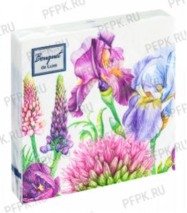 Салфетки бум. BOUQUET ЛЮКС 24х24, 3-сл.,с рис. (25 листов) Декоративные ирисы [15/15]