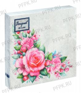 Салфетки бум. BOUQUET ЛЮКС 24х24, 3-сл.,с рис. (25 листов) Дикая роза [15/15]
