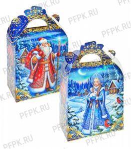 Коробка картон. 800 гр Новогодняя [1/225]