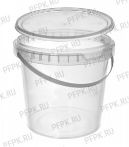 Ведро 1л (с крышкой) Прозрачное [1/200]