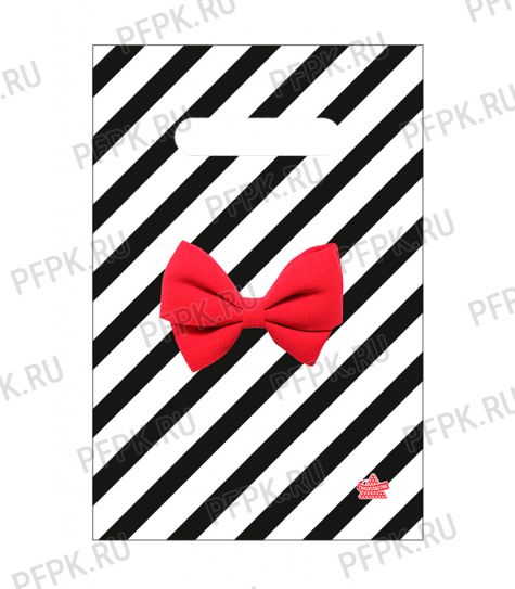 БУТИК, вырубная ручка, 20х30 (30мкм) ПВД, ТИКО Алый бантик [100/3000]