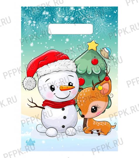 НГ БУТИК проруб. 20х30 (30 мкм) ПВД, ТИКО Милый снеговик [100/3000]